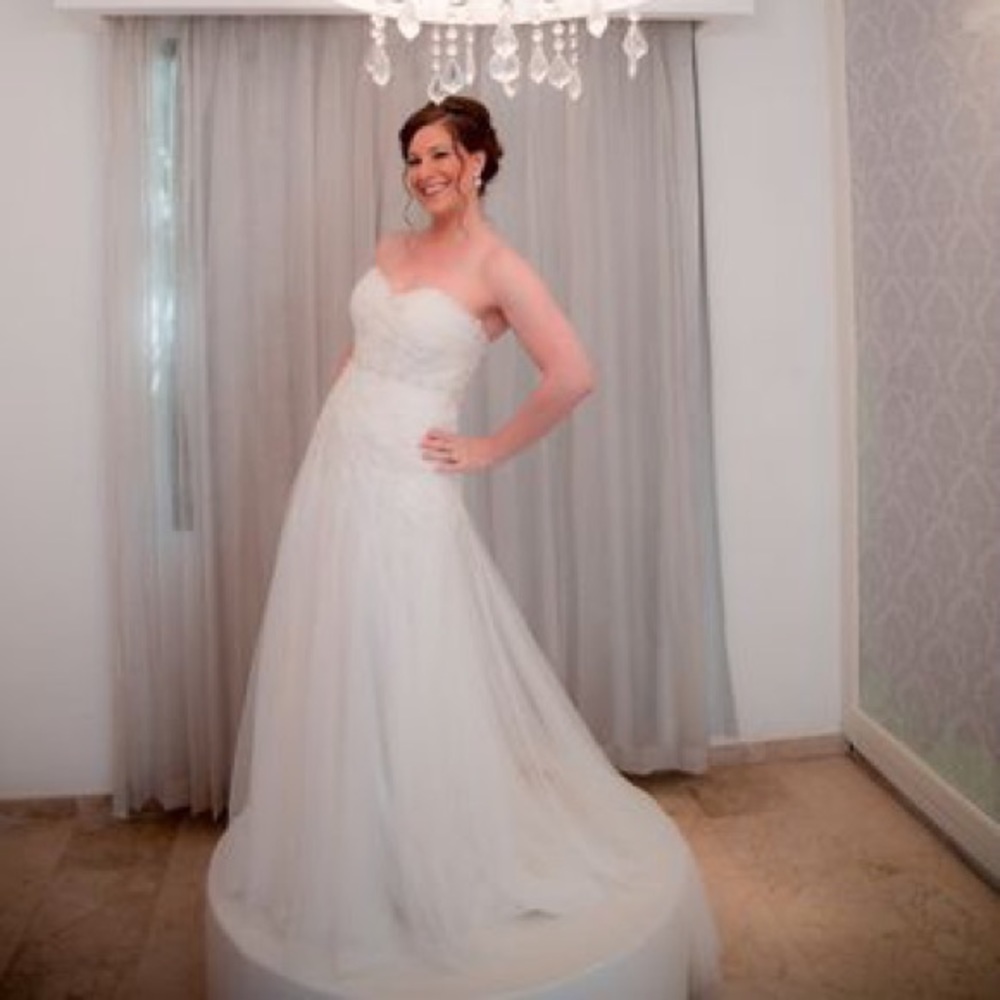 Melissa Sweet Strapless Tulle Sheath Gown